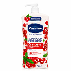 Vaseline Healthy Bright Superfood Fresh Lock Cranberry 500 ml - Brightening Moisturizing Body Lotion with Cranberry