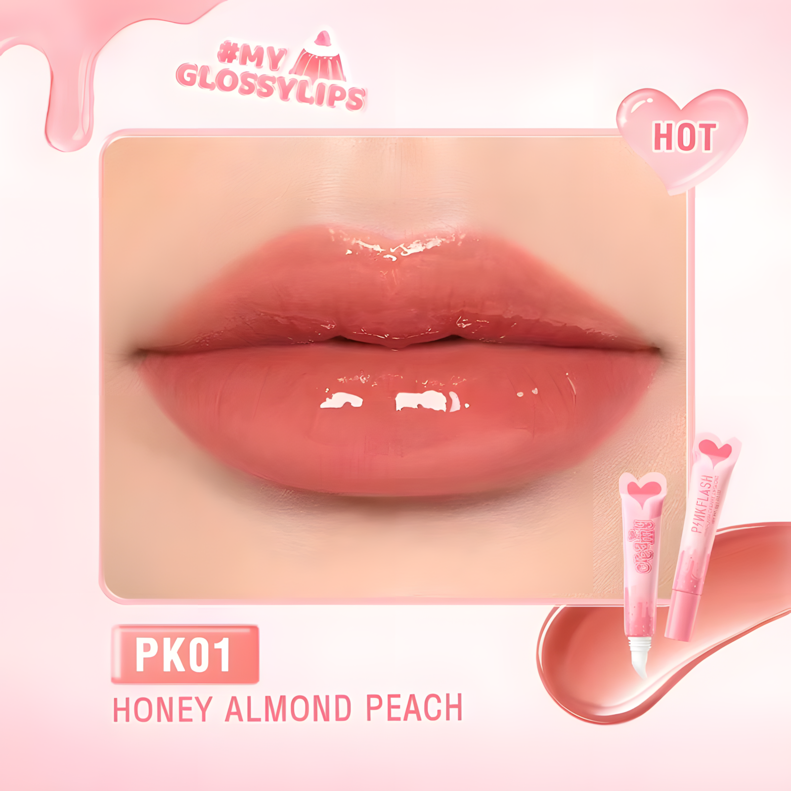 Pinkflash Creamy Lipgloss [Pf-L17] – Shade #Pk01 Honey Almond Peach