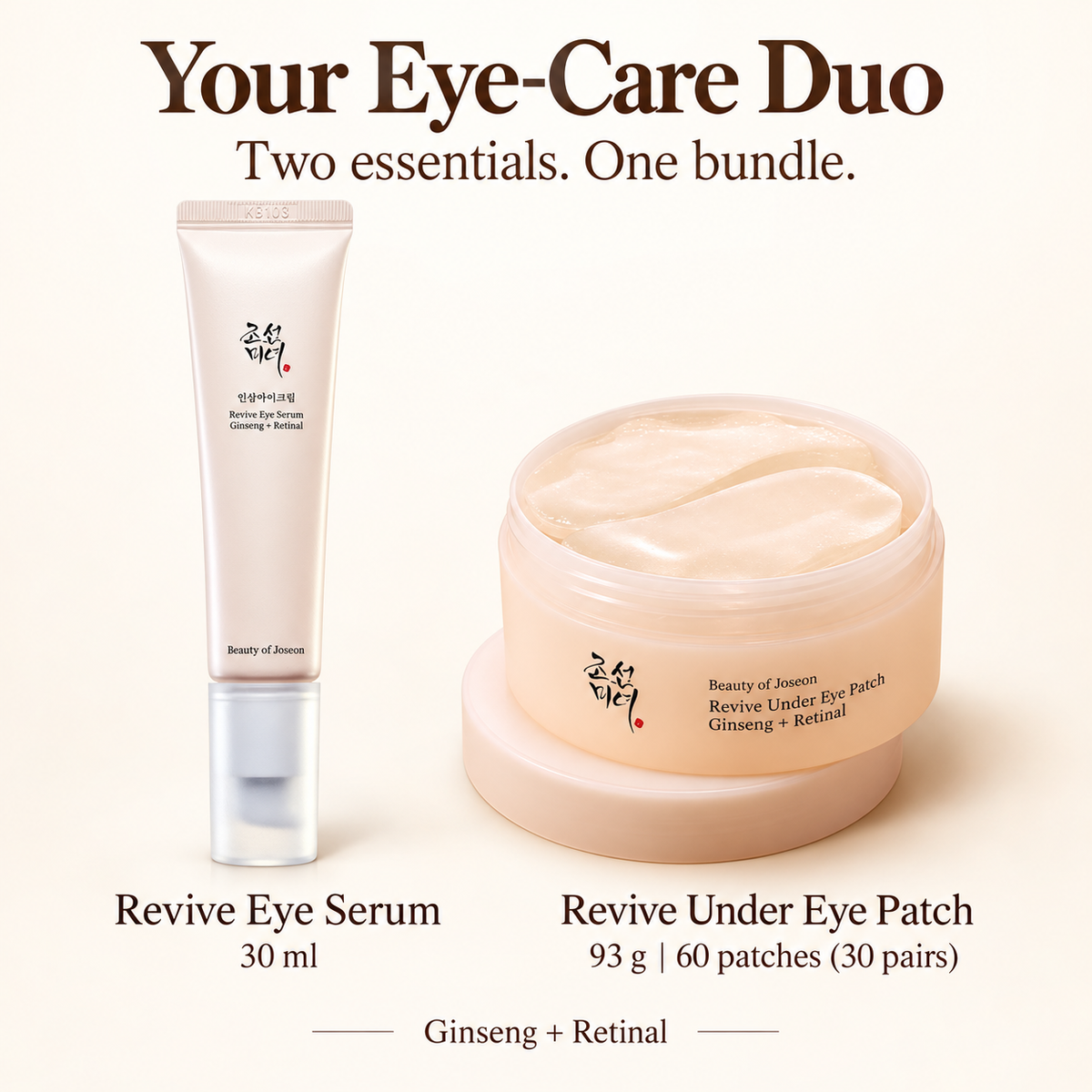 Beauty of Joseon Revive Eye Duo – Ginseng + Retinal Eye Patches 93g & Eye Serum 30ml