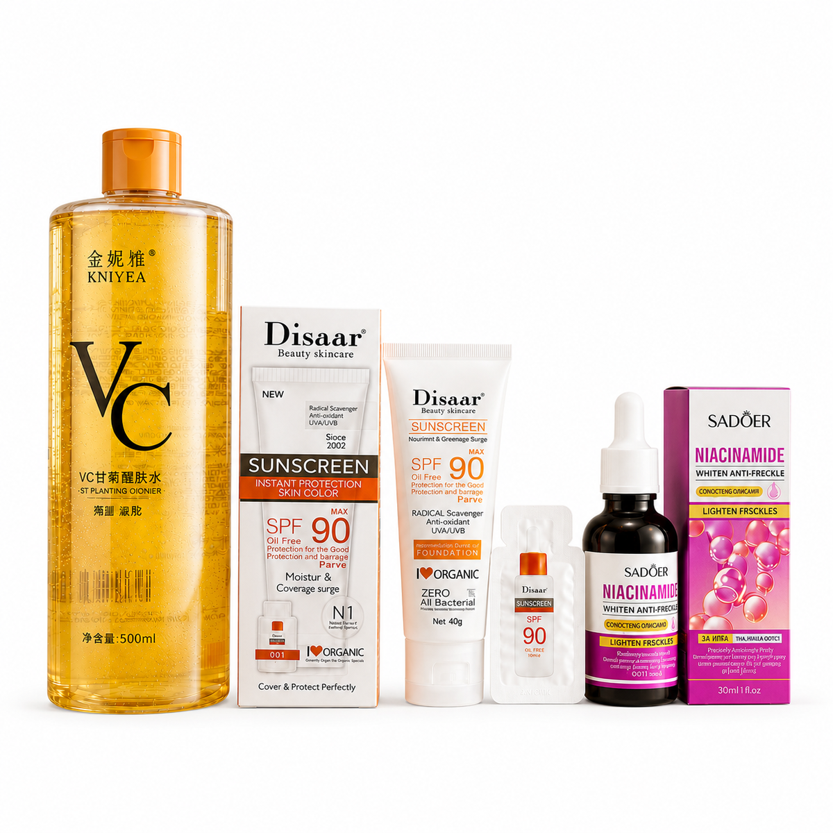 TikTok Viral Skin Care Combo – Sunscreen, Toner & Niacinamide Set