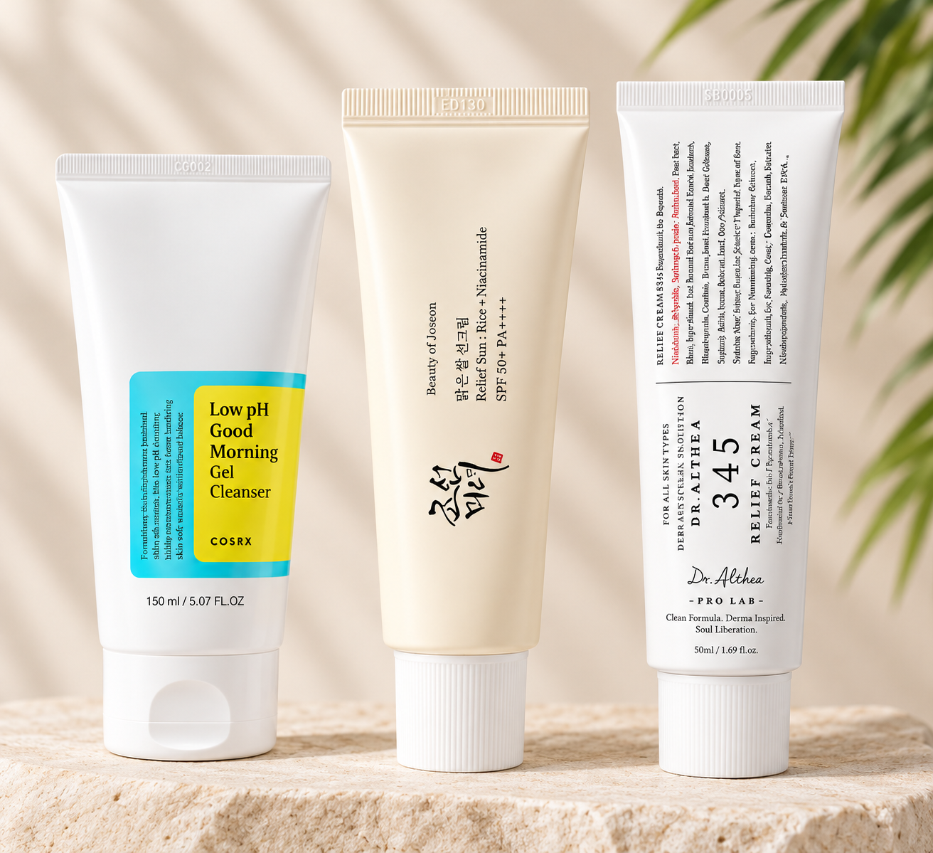 Basic Korean Skincare Routine Set – Cleanse, Moisturize & Protect | COSRX + Beauty of Joseon + Dr. Althea Dr. Althea