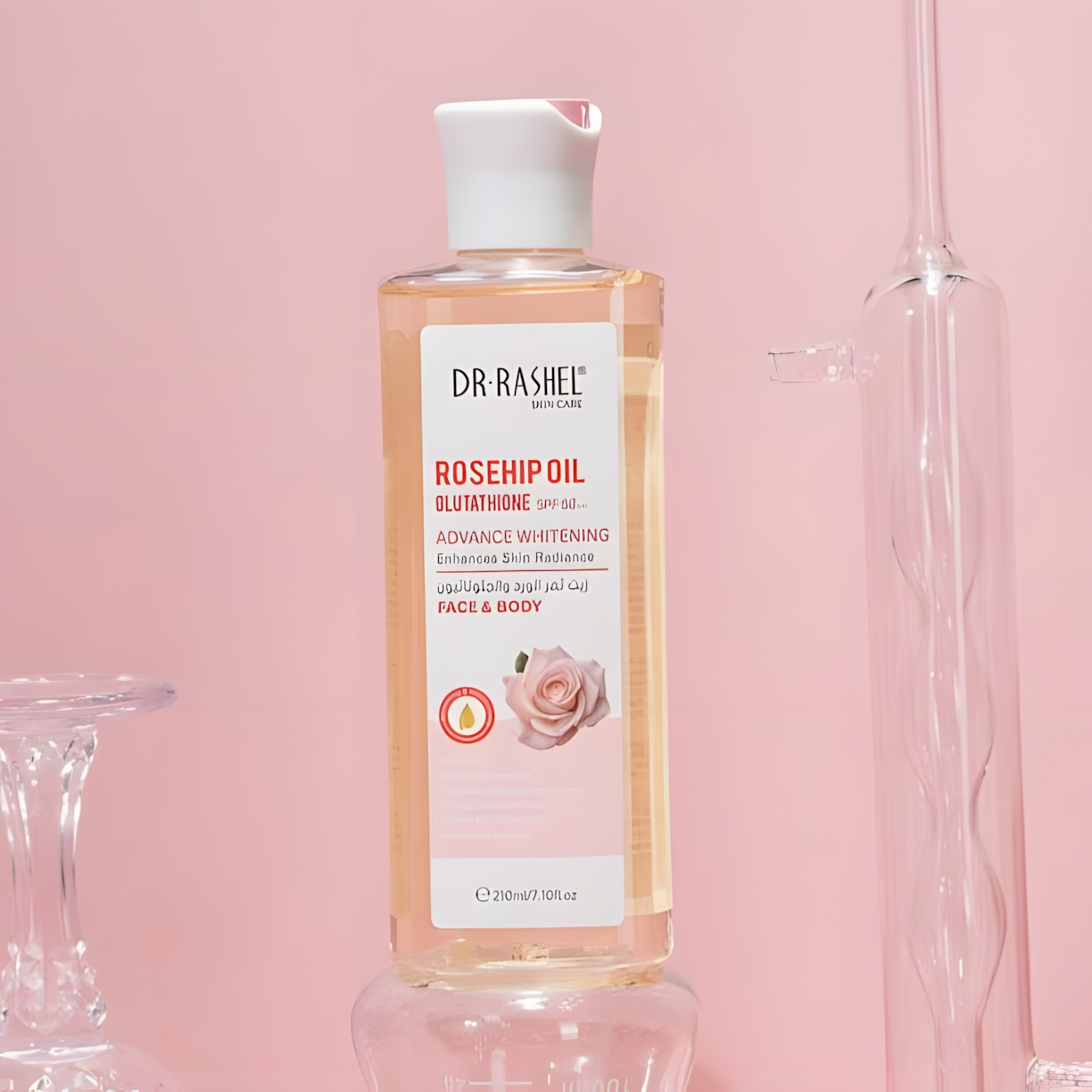 Dr. Rashel Face & Body Rose Oil with Glutathione SPF 50+ – Advanced Whitening & Enhanced Skin Radiance Glo Arabia
