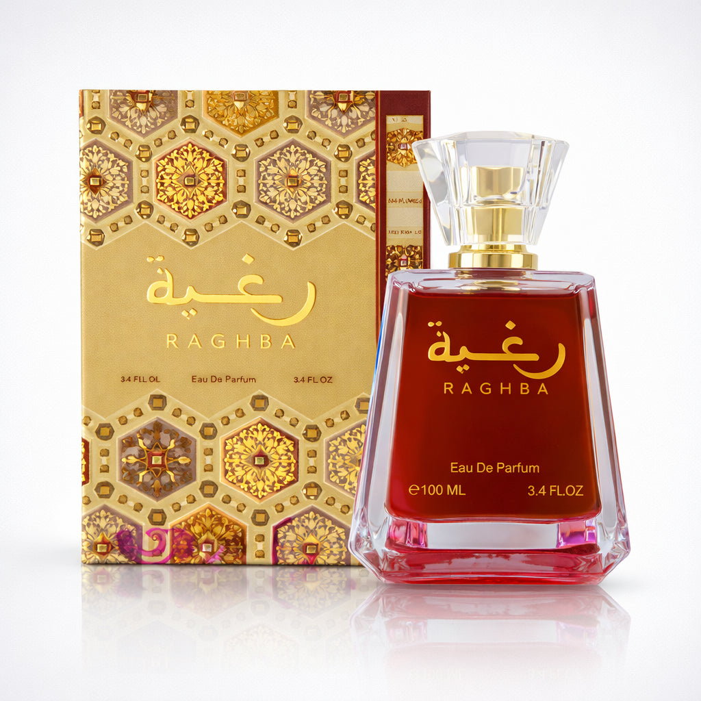 Lattafa Raghba Eau de Parfum 100ml product and packaging