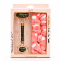 Ushas Jade Massager Roller + Towel - Professional Beauty Tool For Salon Style Results, Daily Care, Grooming And Home Use