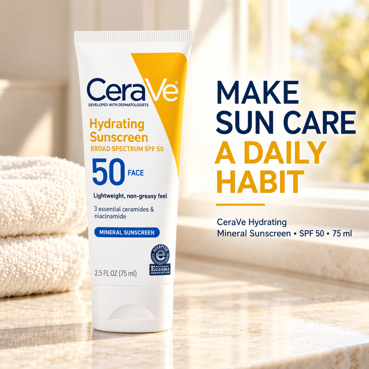 CeraVe USA Hydrating Mineral Sunscreen Face spf50 150mL CeraVe