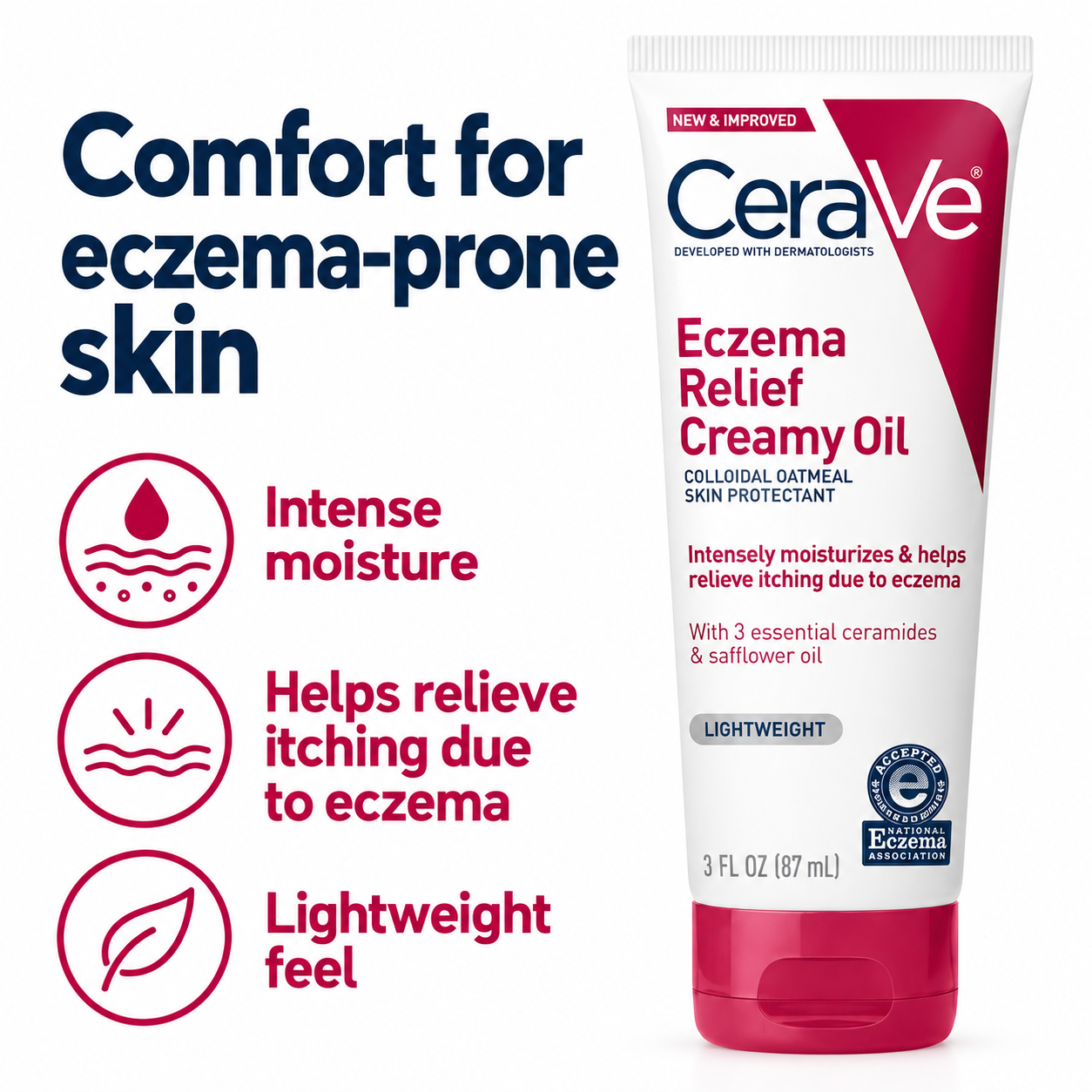 CeraVe Eczema Relief Creamy Oil 100Ml - Soothing Hydrating Oil For Eczema Prone Dry Sensitive Skin CeraVe