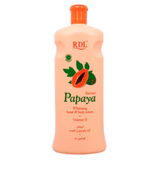 Rdl Papaya Whitening Hand & Body Lotion + Vitamin E - 600ml - Body Care Essential For Smooth Skin, Fresh Feel, Moisturizing Routine And Daily Use