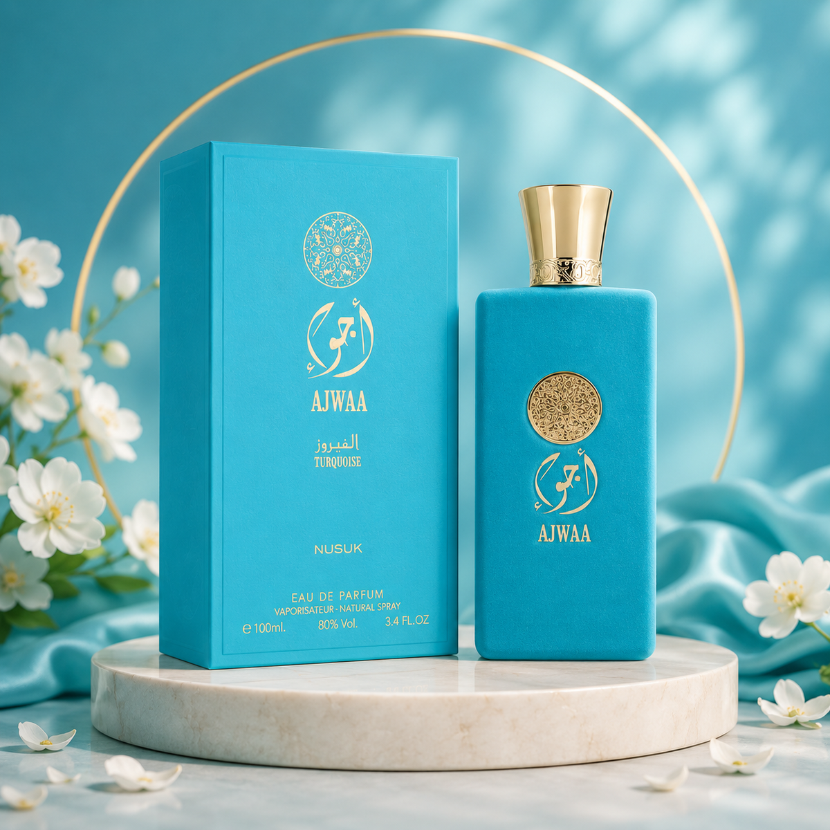 Nusuk Ajwaa Turquoise Edp 100 Ml - Luxury Long Lasting Eau De Parfum Unisex Turquoise Fragrance Nusuk