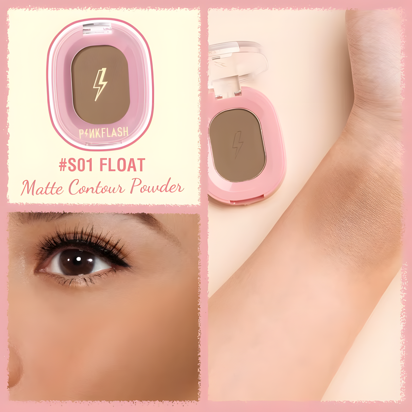 Pinkflash Shimmer Highlighter & Matte Contour Powder [F02] – Shade #S01 Float