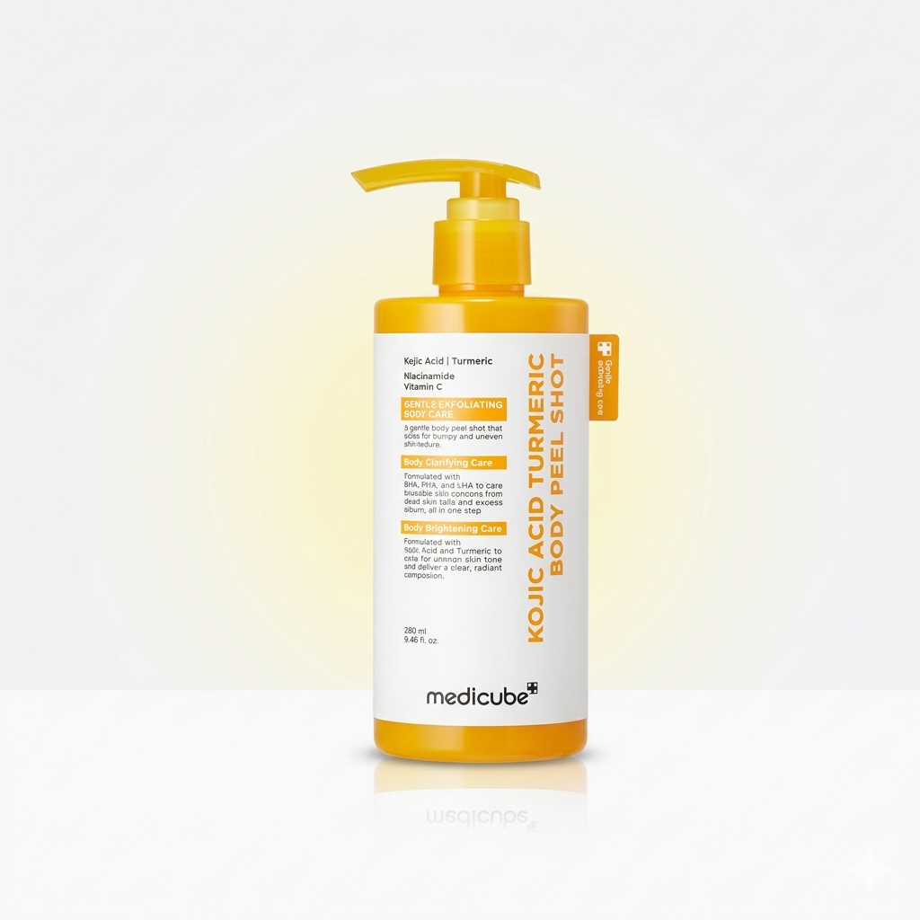 Medicube Kojic Acid Turmeric Body Peel Shot 280 Ml - Brightening Body Exfoliating Treatment For Dark Spots And Uneven Skin