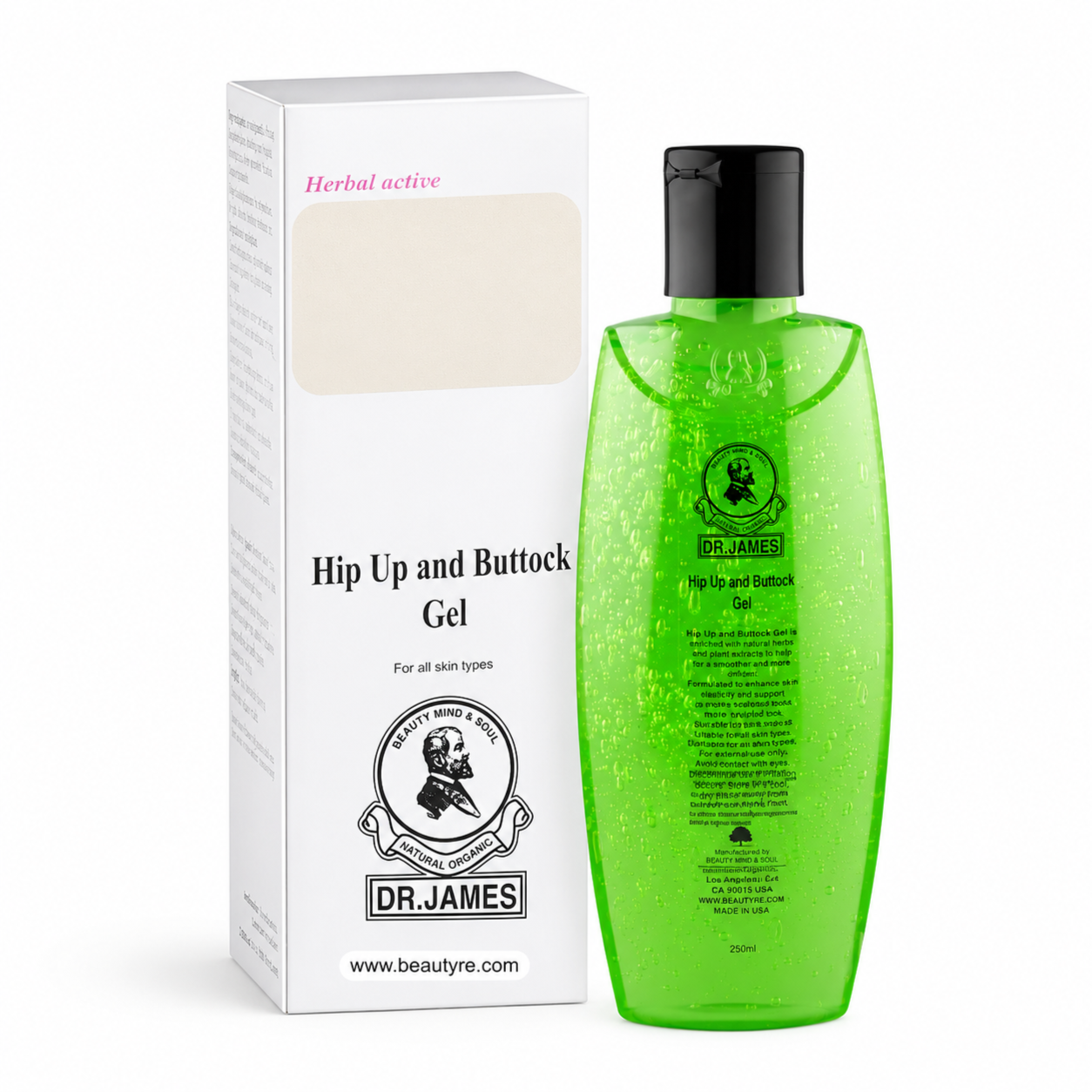 Dr James Hip and Buttock Gel 200ml – bottle and box