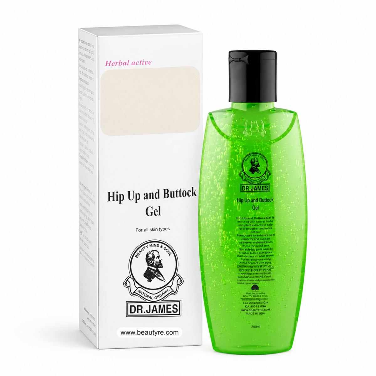 Dr James Hip and Buttock Gel 200ml – bottle and box