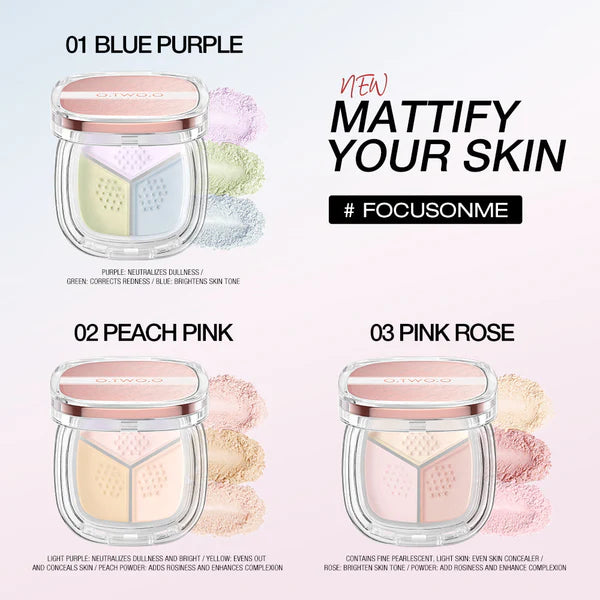 O.Two.O High Quality Long Lasting Oil Control Loose Setting Powder 3-In-1 Delicate Lightweight O.TWO.O