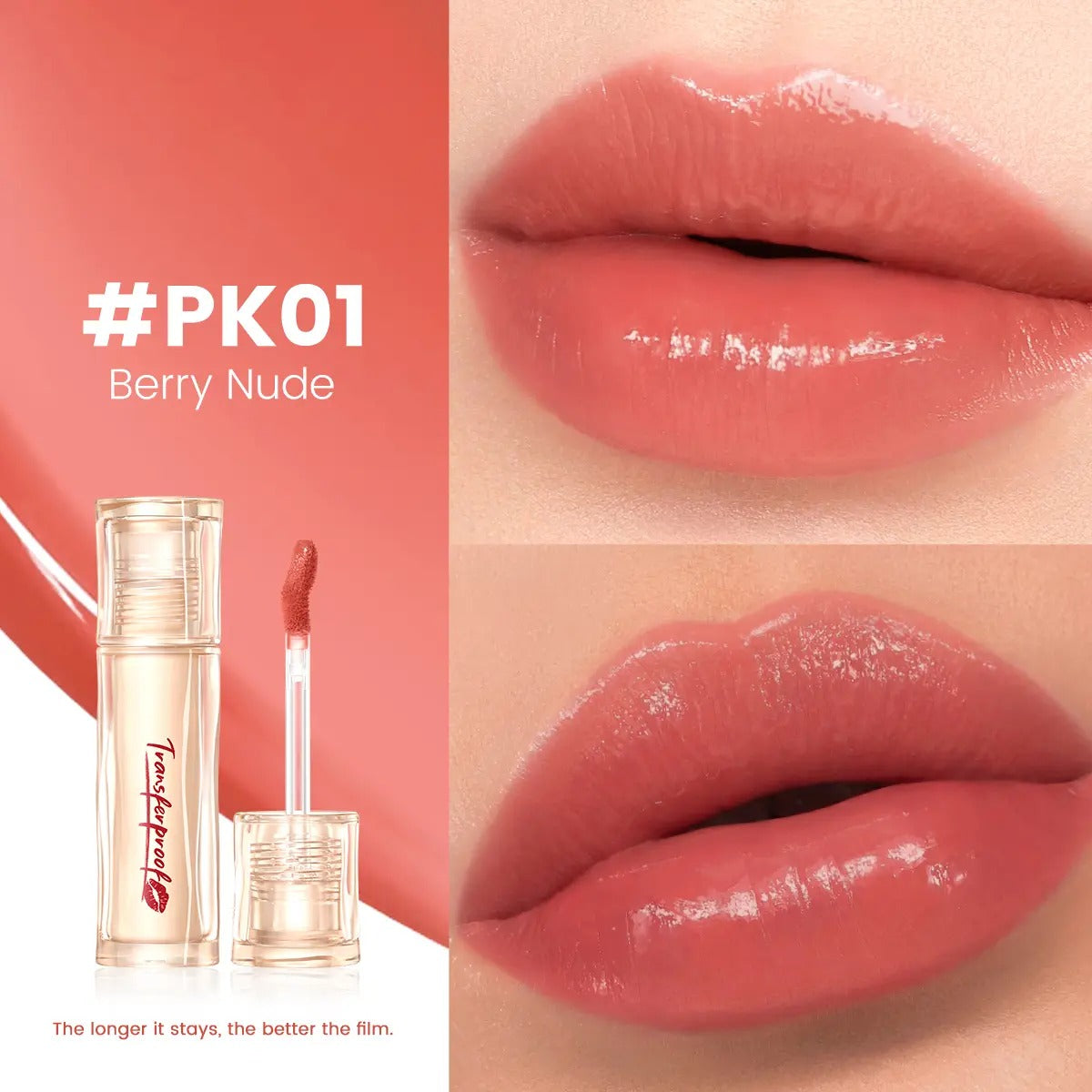 Focallure Watery Transferproof Lip Cream Long Lasting Matte Liquid Lipstick Hydrating Non Smudge Lip Color #PK01 Berry Nude Focallure