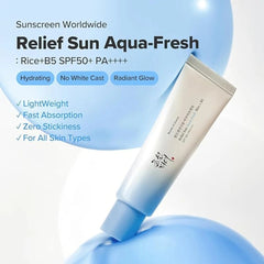 Beauty of Joseon Relief Sun Aqua-Fresh: Rice + B5 SPF50+ PA++++ 50ml - Lightweight Korean Sunscreen for Oily Skin Beauty Of Joseon
