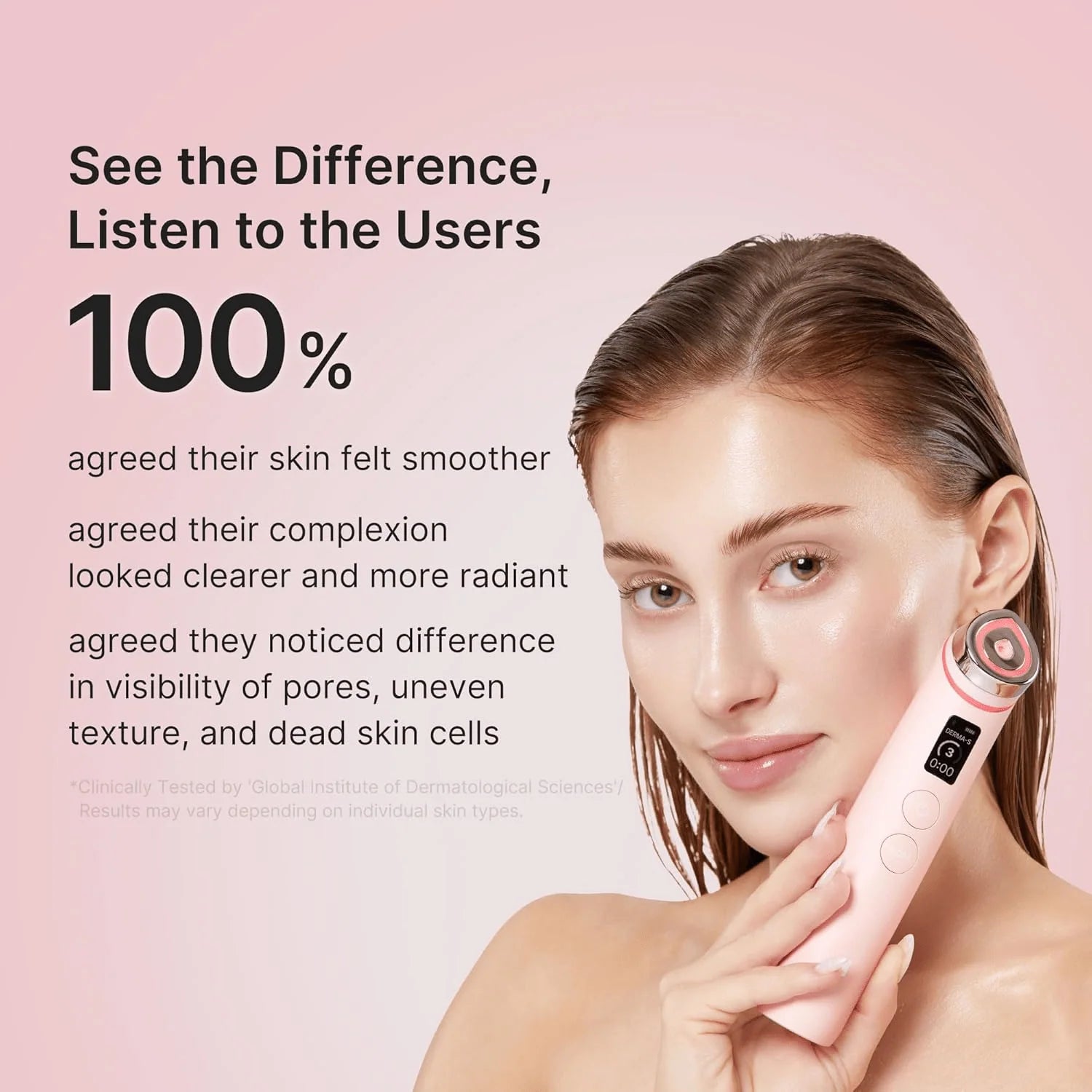 Medicube Booster Pro X2 listening feature and user results graphic.