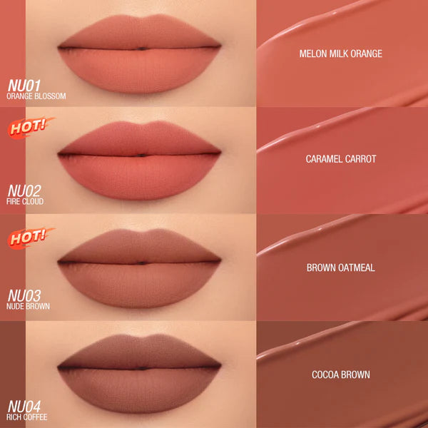 O.TWO.O New Waterproof Matte Long-wearing Lip Mud Highpigment Lip Gloss O.TWO.O